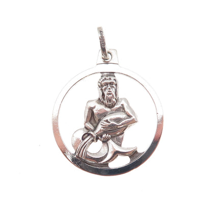 Anson 925 Sterling Silver Vintage Germany Aquarius Zodiac Sign Charm Pendant