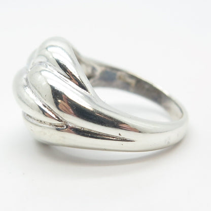925 Sterling Silver Vintage Wide Ribbed Ring Size 7.75