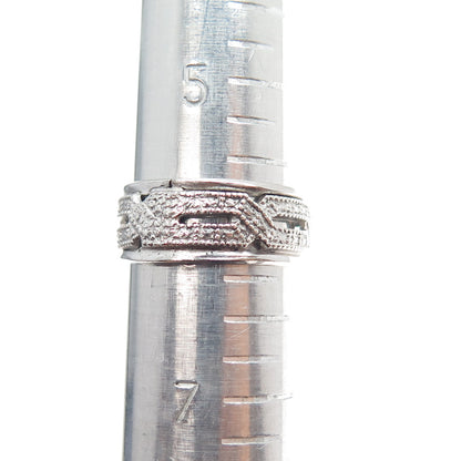 J. Esposito 925 Sterling Silver Vintage Chain Pattern Band Ring Size 6.25