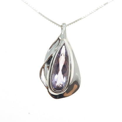 HAGIT GORALI 925 Sterling Silver Vintage Real Amethyst Box Chain Necklace 20"