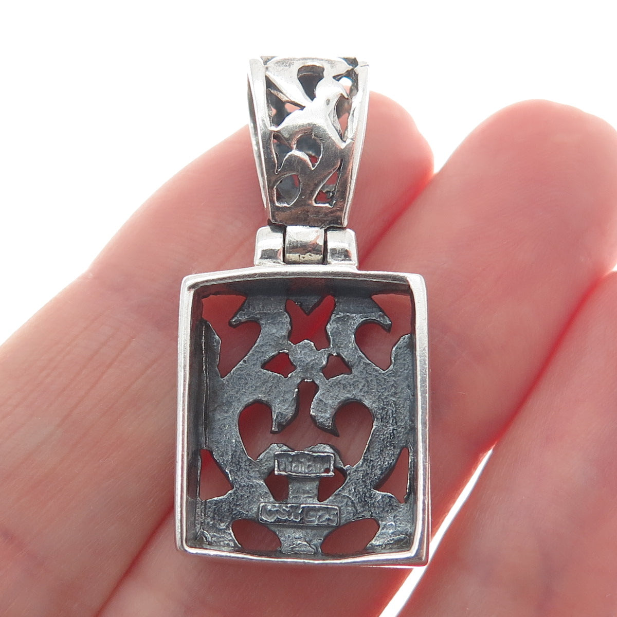 SX SALLY C 925 Sterling Silver Vintage Swirl Ornate Pendant