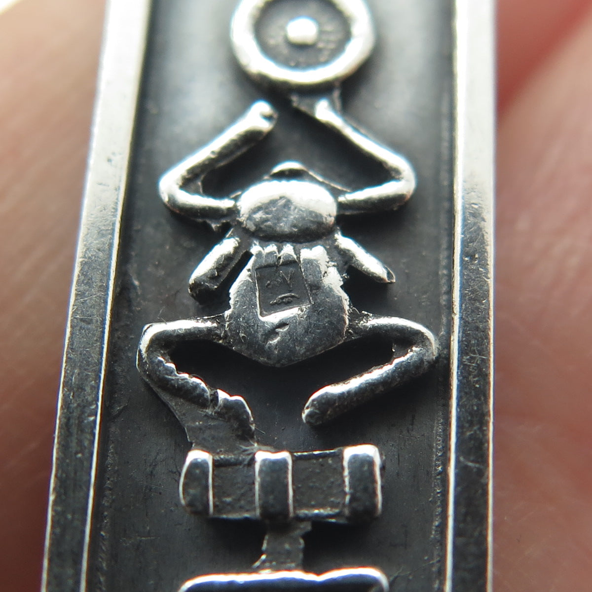 800 Silver Vintage Egypt Pharaoh & Scarab Cartouche Pendant