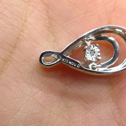 925 Sterling Silver Real White Diamond Slide Pendant