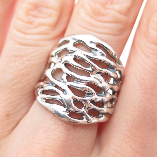 HAGIT GORALI 925 Sterling Silver Vintage Israel Swirl Modernist Ring Size 8.25