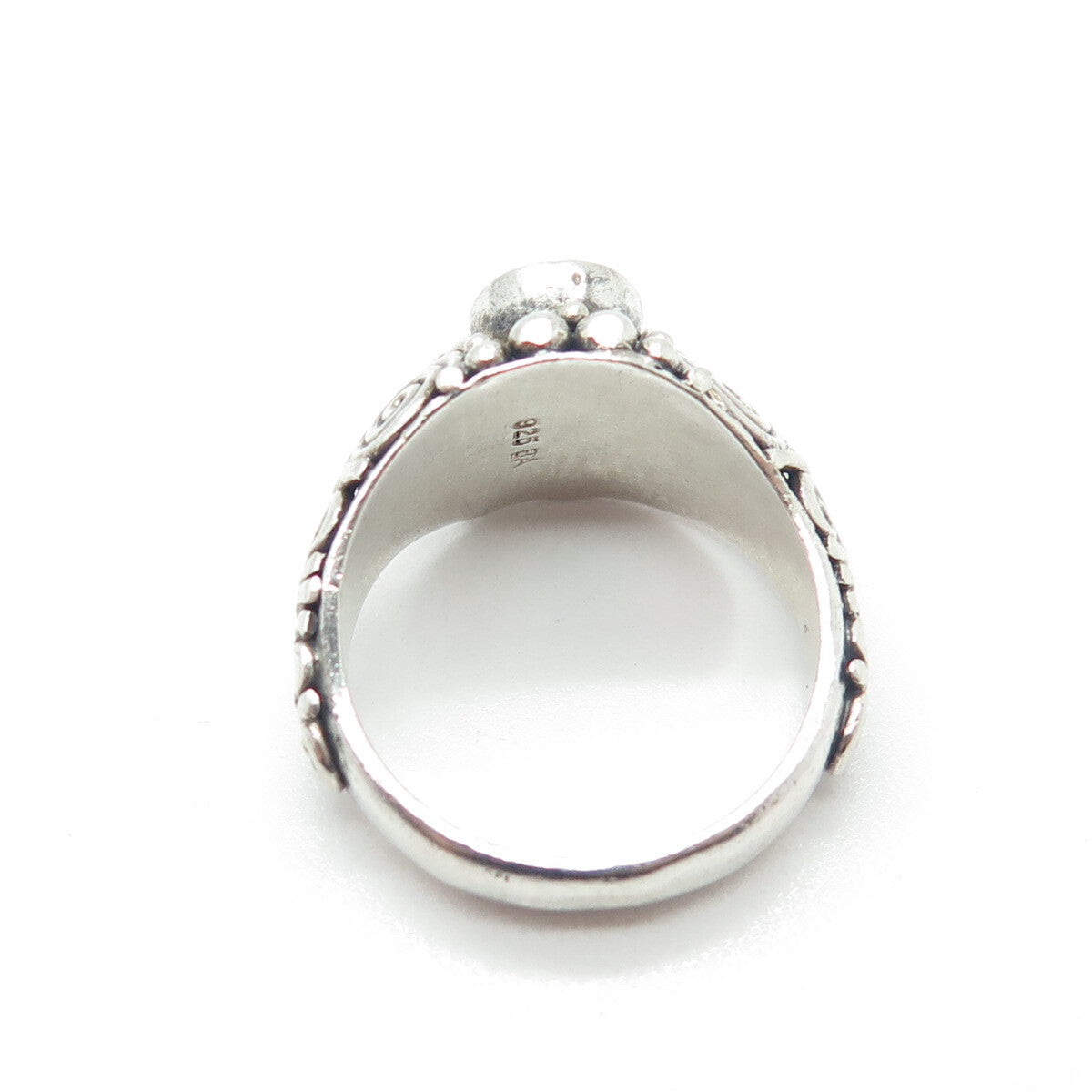 SUARTI BALI Sterling Silver Vintage Blue Topaz Spiral Oxidized Ring Size 9.25