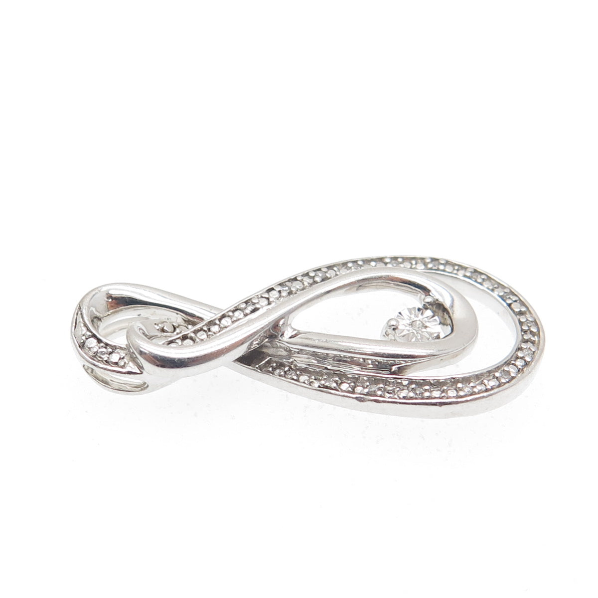 925 Sterling Silver Real Round-Cut Diamond Infinity Slide Pendant