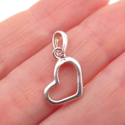 925 Sterling Silver Vintage Open Heart Mini Charm Pendant