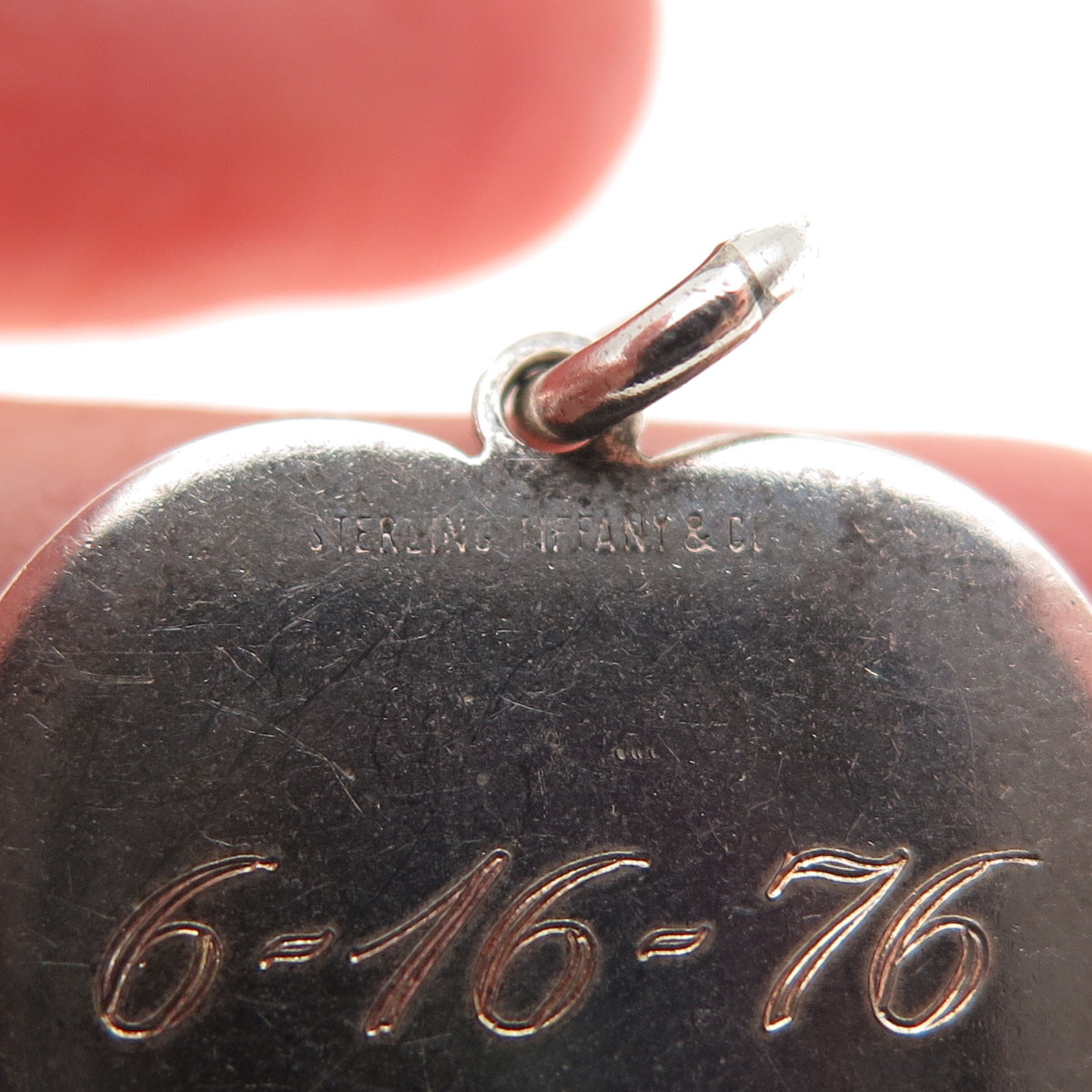Tiffany & Co. 925 Sterling Silver Vintage Engraved Heart Tag Charm Pendant