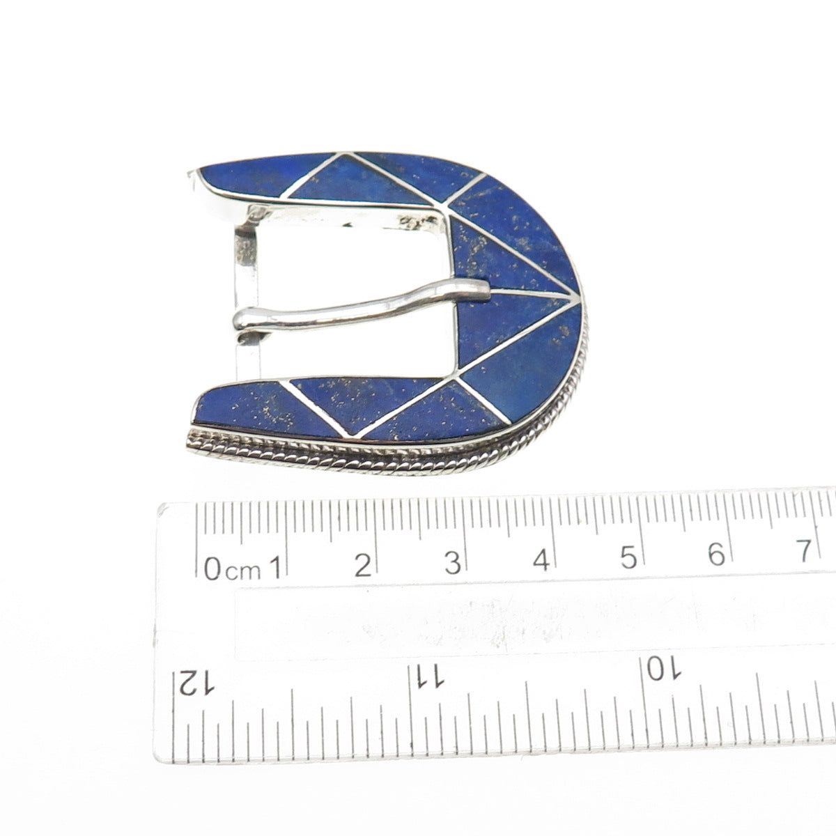 Old Pawn Sterling Silver Vintage Southwestern Lapis Lazuli Tribal Belt Buckle