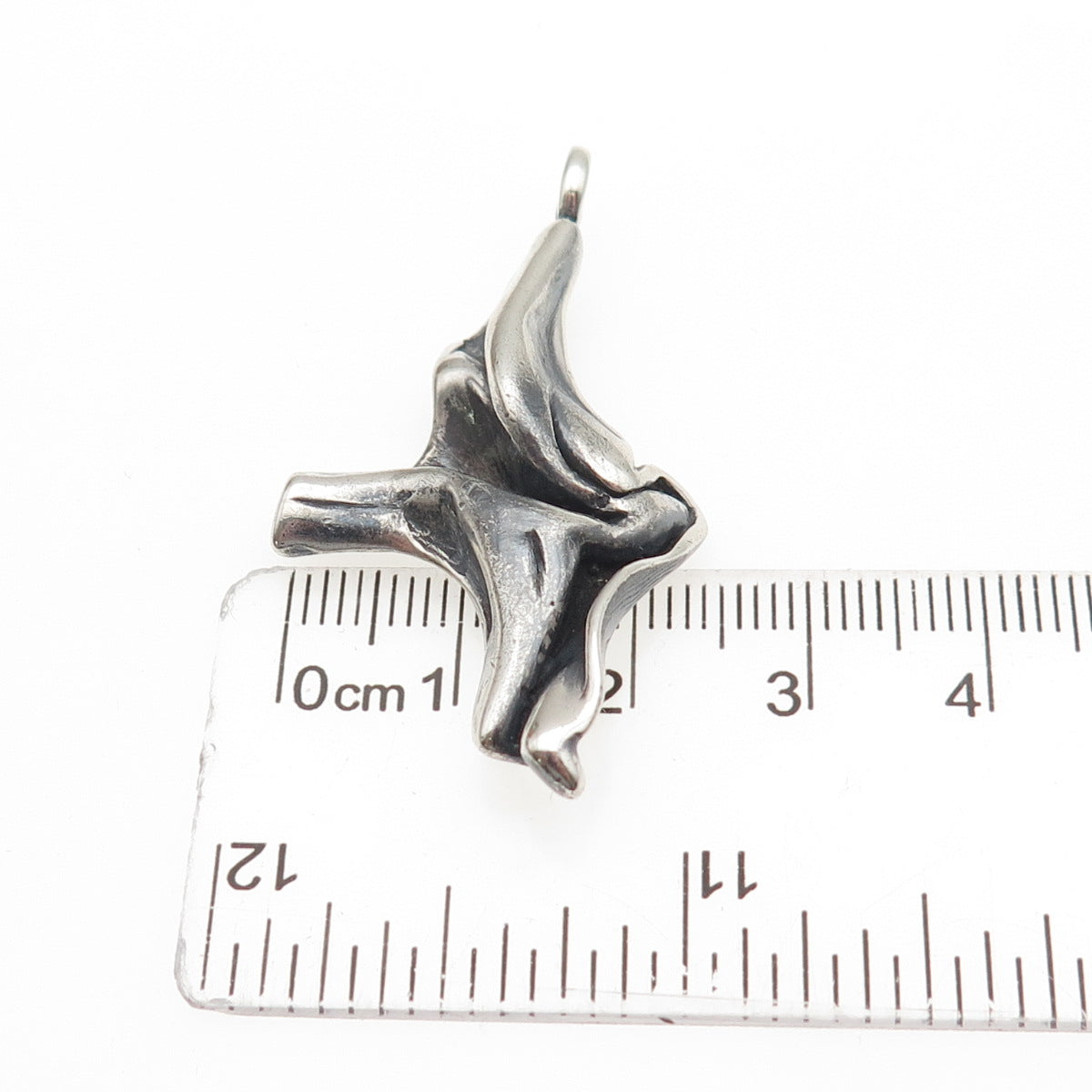 925 Sterling Silver Vintage Modernist Oxidized Charm Pendant