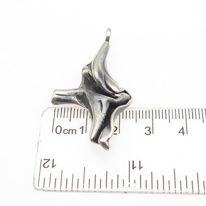 925 Sterling Silver Vintage Modernist Oxidized Charm Pendant