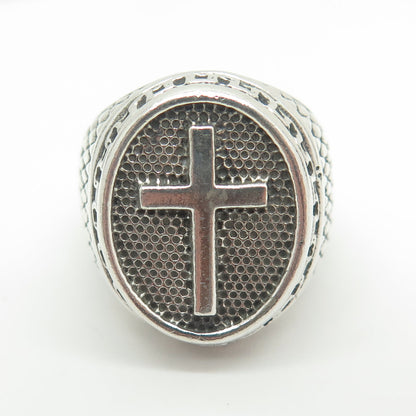 950 Silver Vintage Cross Religious Ring Size 9.5