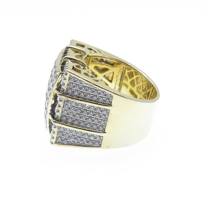 925 Sterling Silver Gold Plated Round-Cut Shaped C Z Sparkle Wide Ring Size 9.5