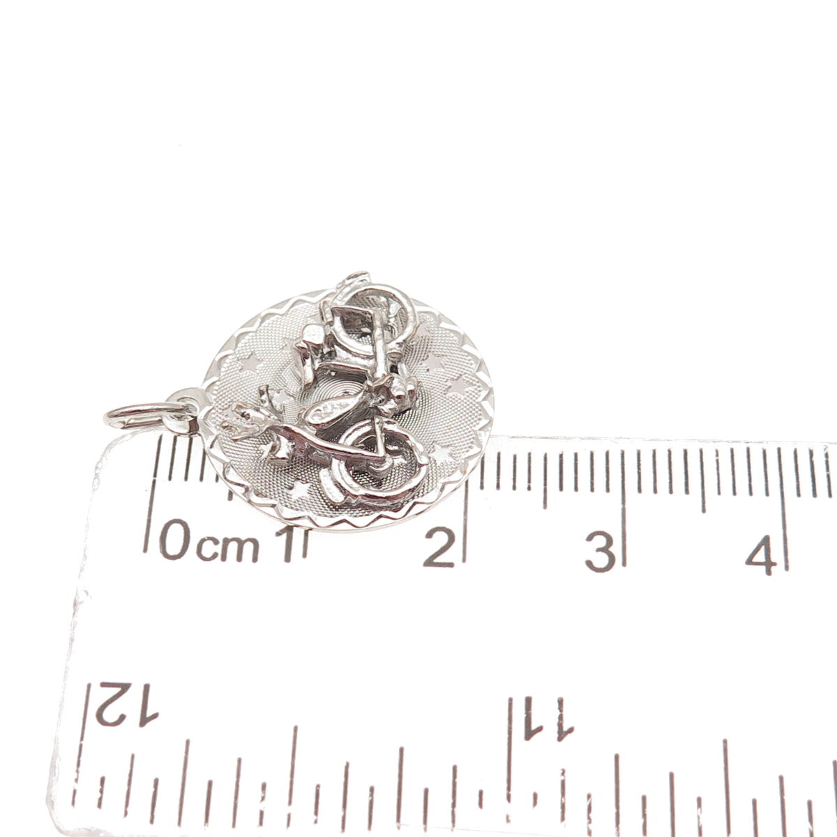 CREA 925 Sterling Silver Vintage Motorcycle Mini Charm Pendant
