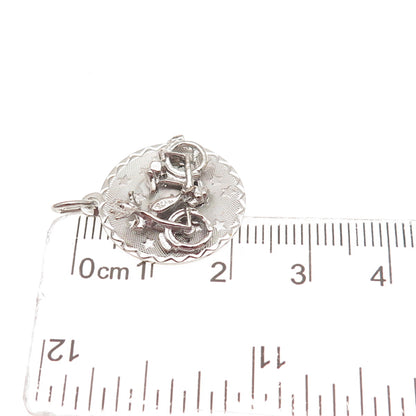 CREA 925 Sterling Silver Vintage Motorcycle Mini Charm Pendant