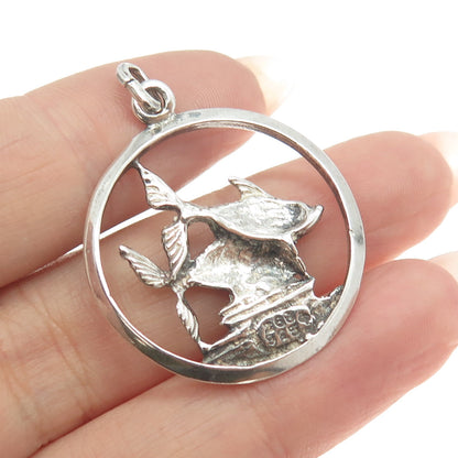 925 Sterling Silver Vintage 1989 Pisces Zodiac Sign Round Pendant