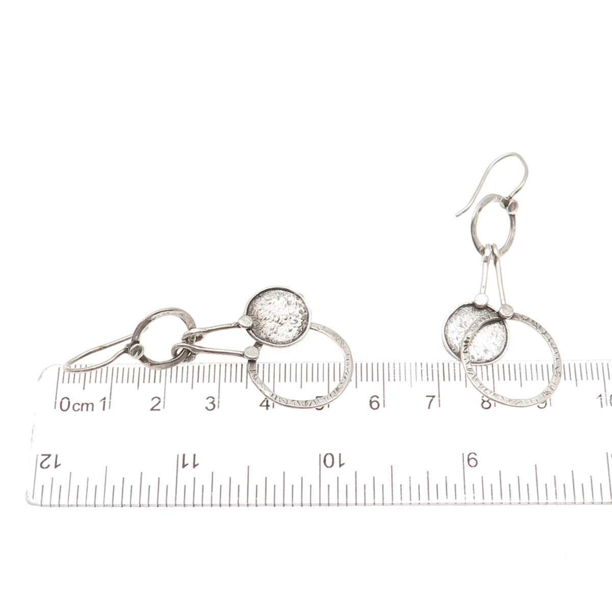 Silpada 925 Sterling Silver Vintage Hammered Disc Oxidized Dangle Earrings