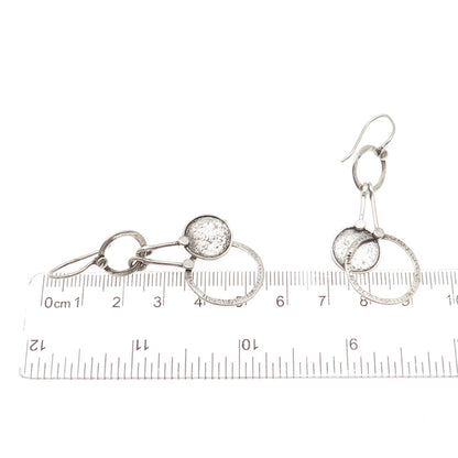 Silpada 925 Sterling Silver Vintage Hammered Disc Oxidized Dangle Earrings