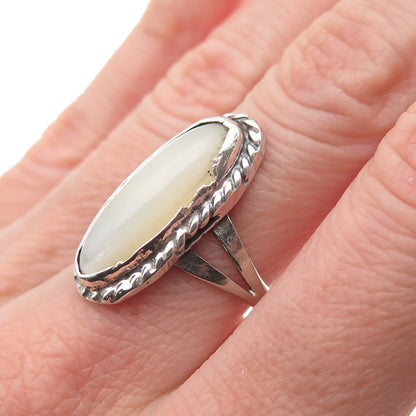 Old Pawn 925 Sterling Silver Vintage Southwestern MOP Tribal Ring Size 6.5