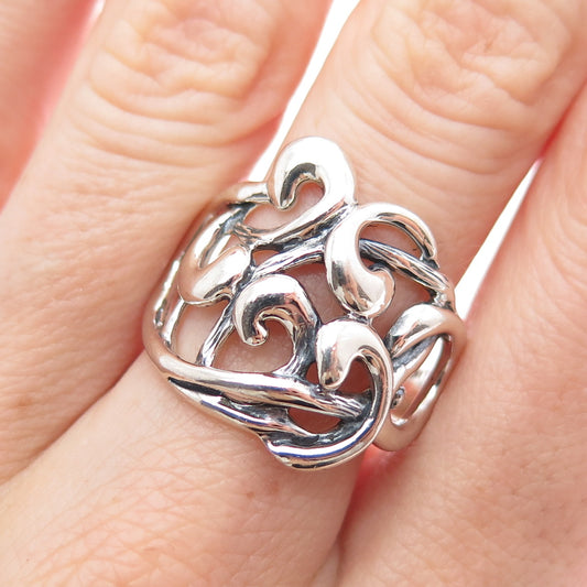 HAGIT GORALI 925 Sterling Silver Vintage Ornate Modernist Oxidized Ring Size 9