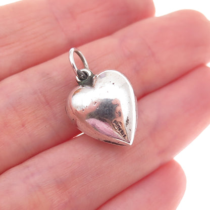 925 Sterling Silver Antique Art Deco Engraved Chatelaine Heart Charm Pendant