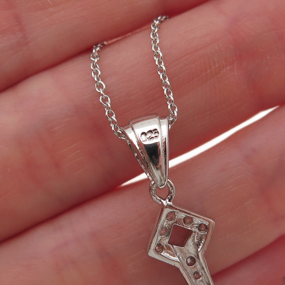 925 Sterling Silver Round-Cut C Z Cross Cable Chain Necklace 18"