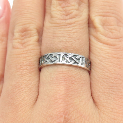 CHAPAL ZENRAY 925 Sterling Silver Vintage Celtic Knot Band Ring Size 8
