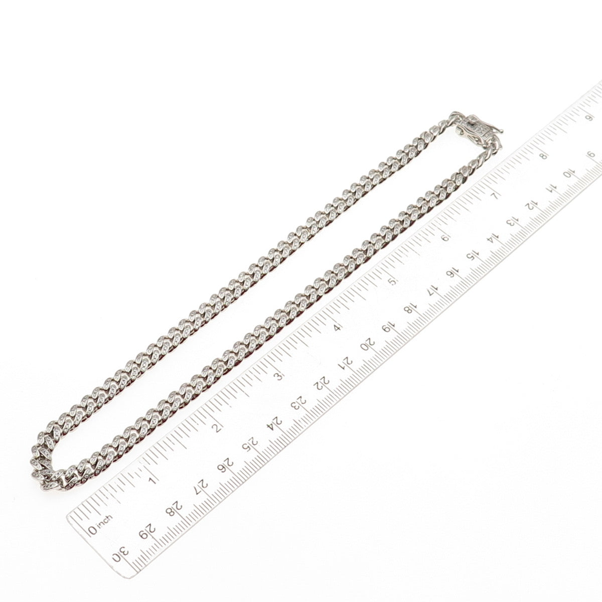 925 Sterling Silver Round-Cut C Z Cuban Chain Necklace 16"