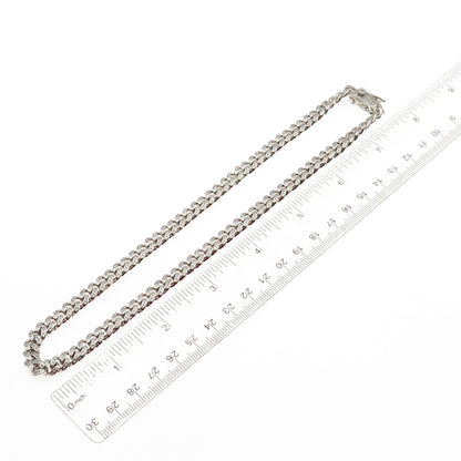 925 Sterling Silver Round-Cut C Z Cuban Chain Necklace 16"