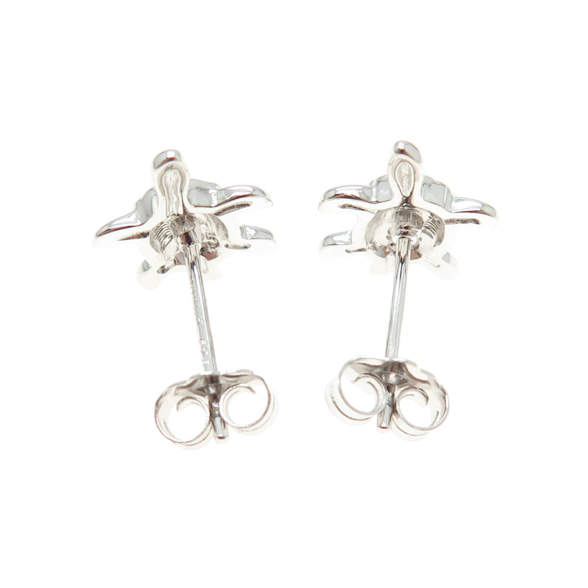 925 Sterling Silver Turtle For Good Luck Stud Earrings