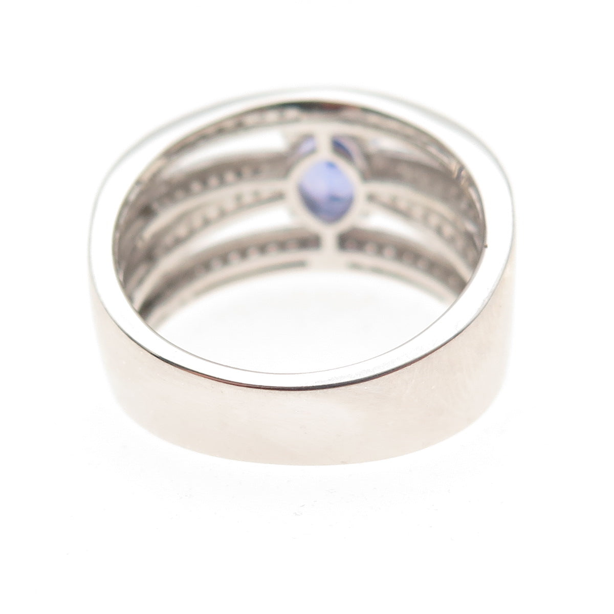 Chuck Clemency 925 Sterling Silver Real Tanzanite & White Topaz Ring Size 8.25