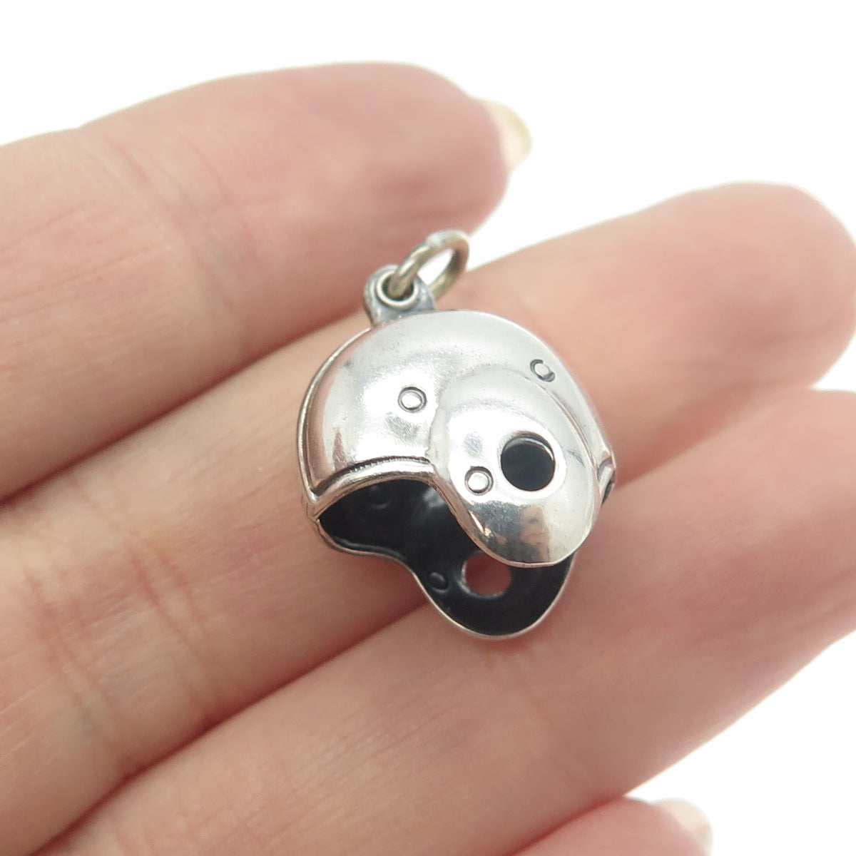 925 Sterling Silver Vintage Helmet 3D Charm Pendant