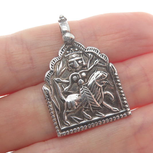 925 Sterling Silver Vintage Baba Ramdev Oxidized Charm Pendant