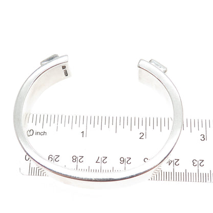 925 Sterling Vintage AC Mexico Real Turquoise Modernist Adjustable Bracelet 7"