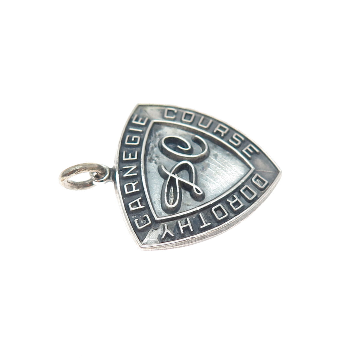 KINNEY 925 Sterling Silver Vintage Dorothy Carnegie Course Award Charm Pendant