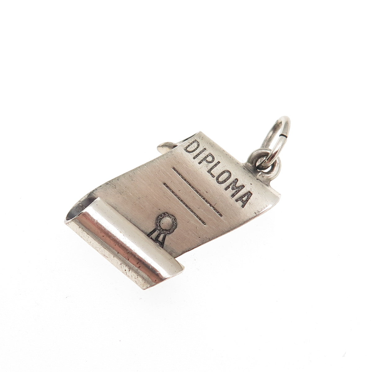 Beau 925 Sterling Silver Vintage Diploma Oxidized Charm Pendant