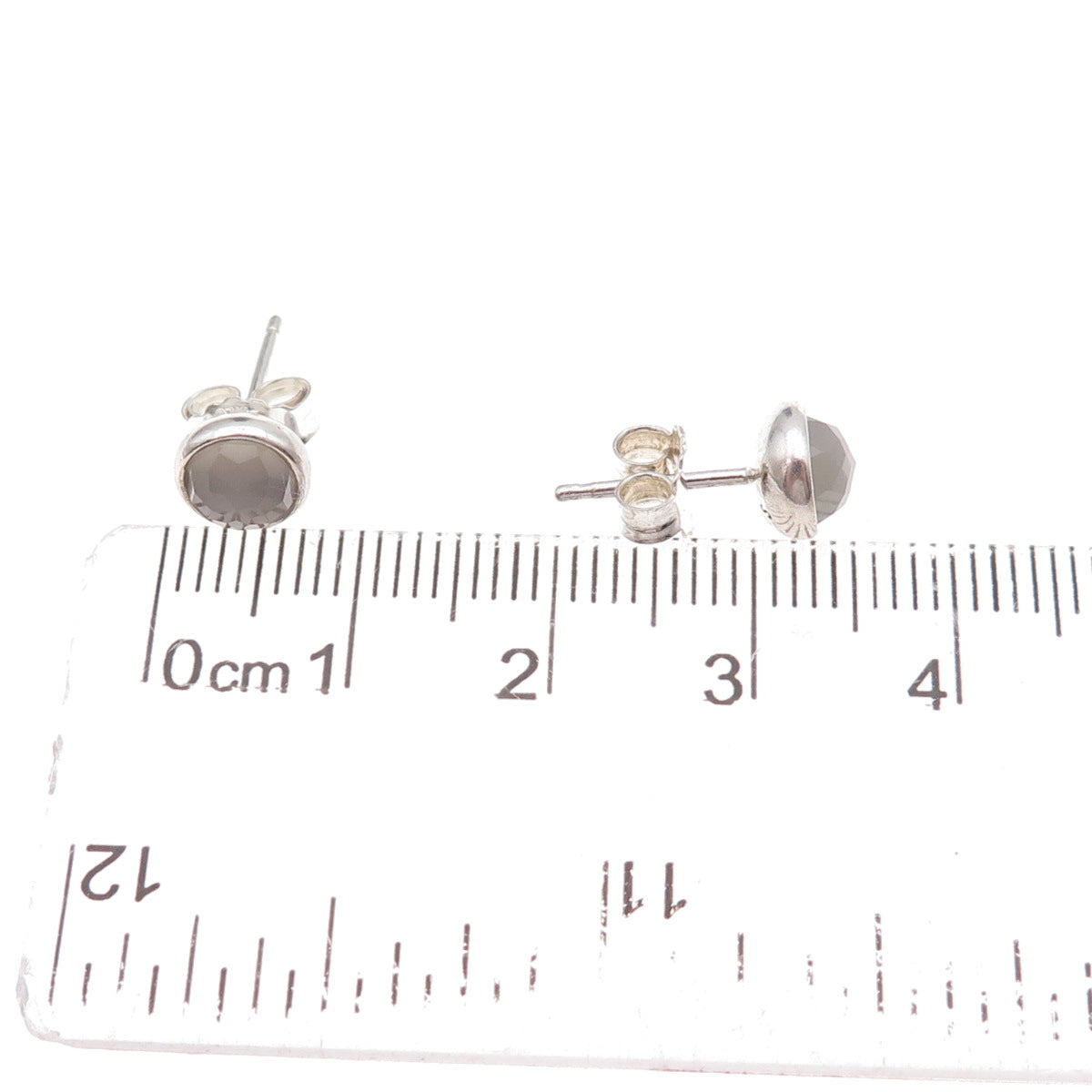 Pandora Sterling Silver Real Gray Moonstone June Birthday Blooms Stud Earrings