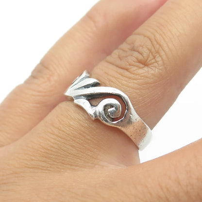 925 Sterling Silver Vintage Swirl Spiral Band Ring Size 7