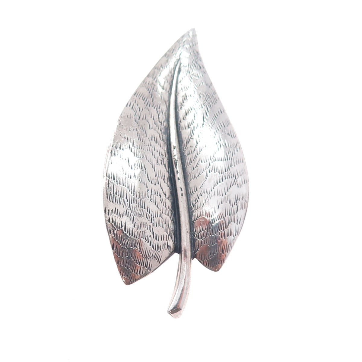 BEAU 925 Sterling Silver Antique Art Deco Floral Leaf Oxidized Pin Brooch