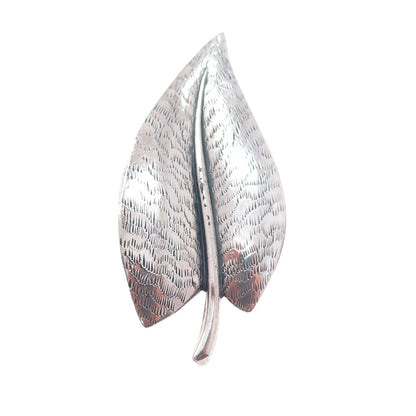 BEAU 925 Sterling Silver Antique Art Deco Floral Leaf Oxidized Pin Brooch