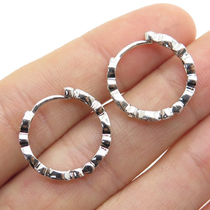 925 Sterling Silver Round-Cut C Z All Around Hoop Earrings