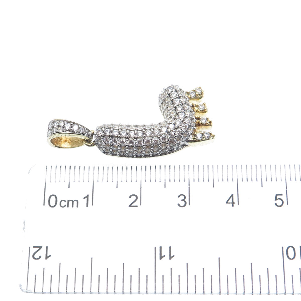 925 Sterling Silver Gold Plated Round-Cut Shaped C Z Letter L Sparkle Pendant