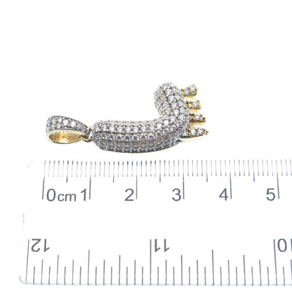 925 Sterling Silver Gold Plated Round-Cut Shaped C Z Letter L Sparkle Pendant