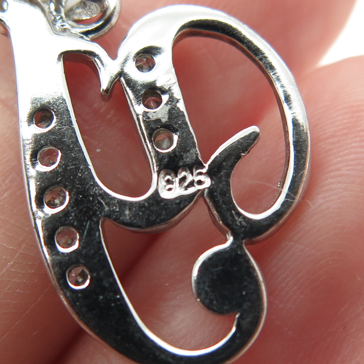 925 Sterling Silver Round-Cut C Z Letter "Y" Initial Pendant