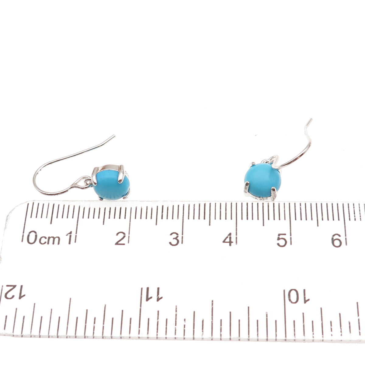 925 Sterling Silver Real Sleeping Beauty Turquoise Dangle Earrings