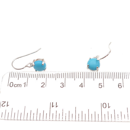 925 Sterling Silver Real Sleeping Beauty Turquoise Dangle Earrings