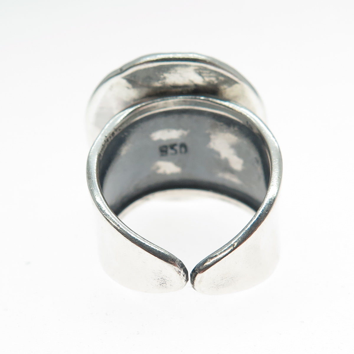 950 Silver Vintage Flower Oxidized Adjustable Ring Size 7