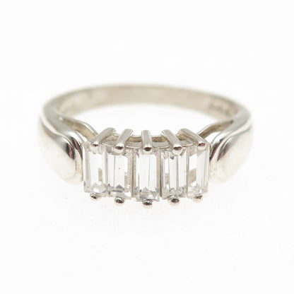 925 Sterling Silver Emerald-Cut C Z Promise Ring Size 7