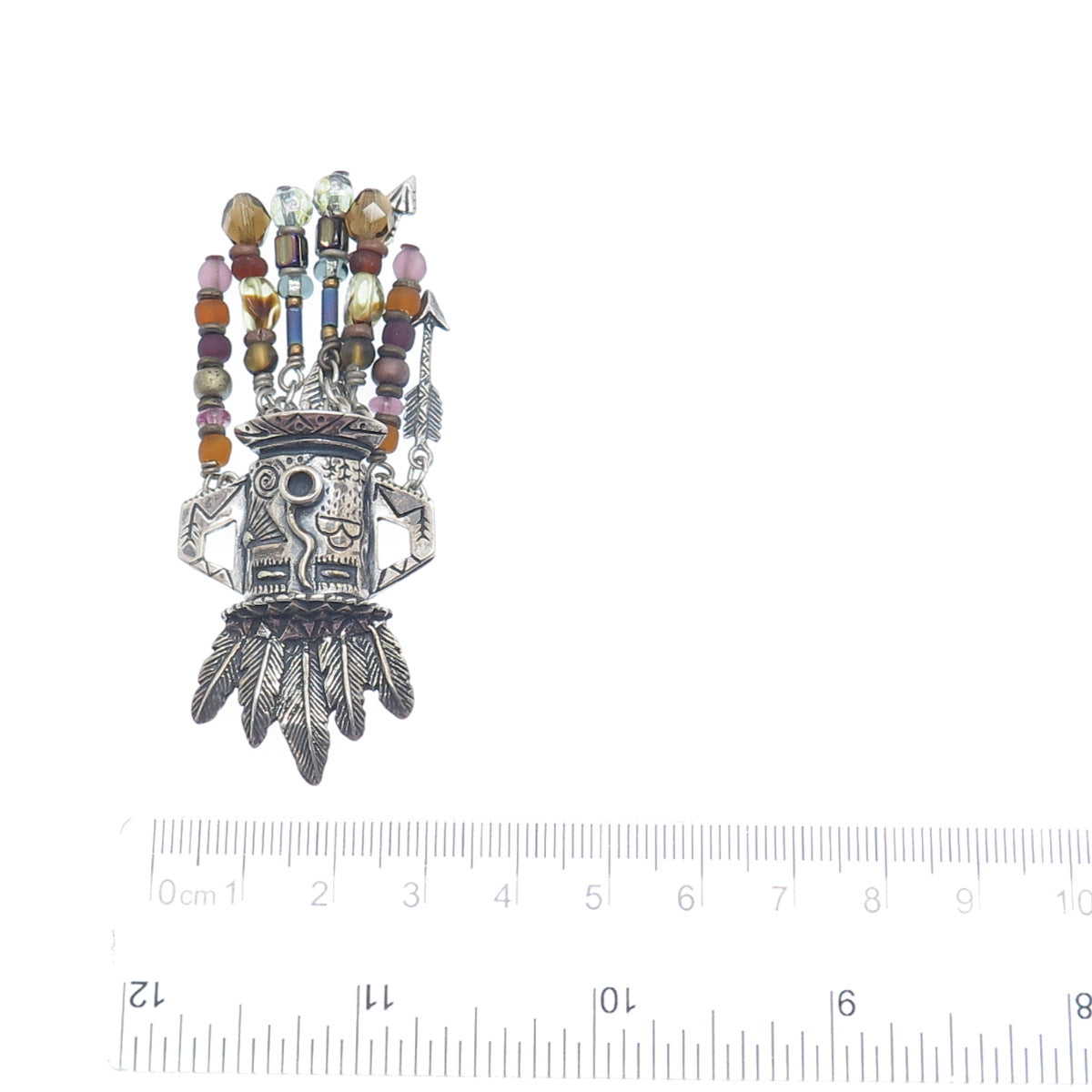 ROBERT SHIELDS Old Pawn Sterling Multi-Crystal Kachina Brooch (missing 1 arrow)