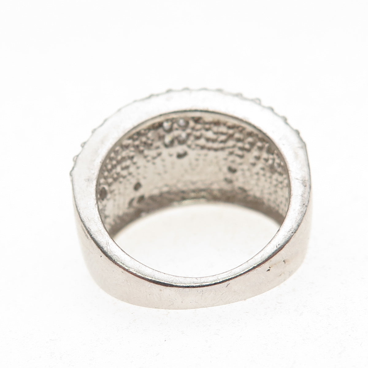 925 Sterling Silver Enamel Round-Cut C Z Modernist Ring Size 7